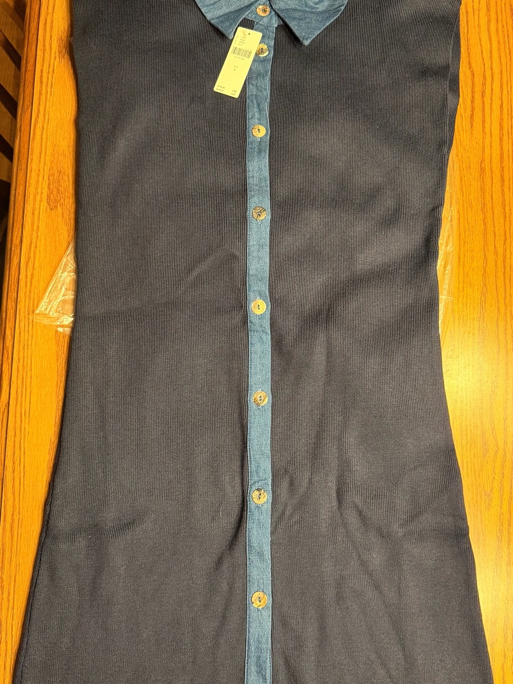 Anthropologie Maeve Navy Knit Mini Shirtdress - Picture 2 of 3